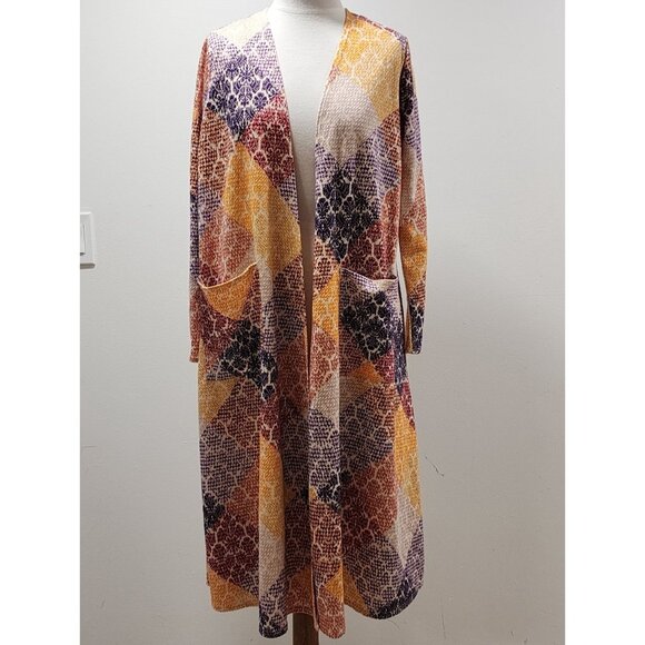 LuLaRoe Sweaters - LuLaRoe Womens Multicolor Sarah Houndstooth Cardigan Small NWT Rust Yellow Small